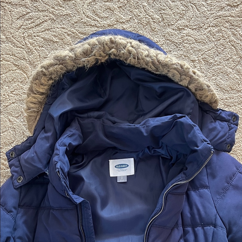 Old Navy Dark Blue Puffer Coat - Picture 2 of 7